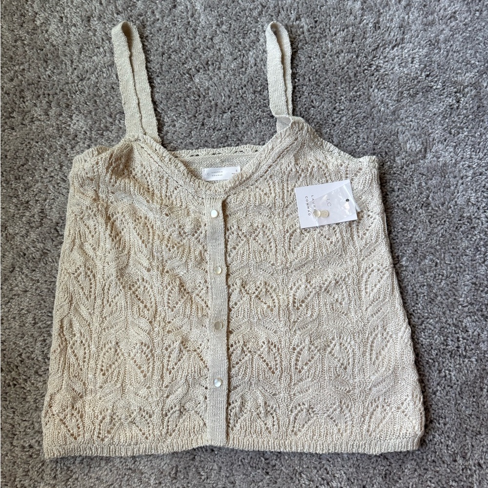 Cream Knit Button-Up Tank Top
